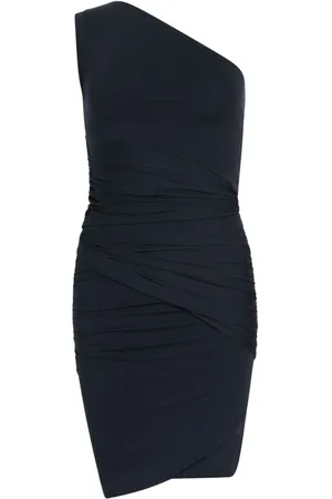 Patou Kleedjes, Dames, Blauw, M, Middernachtblauwe Asymmetrische Verzameljurk