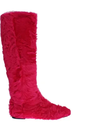 Dolce & Gabbana Schoenen, Dames, Roze, 38 EU, Leer, Elegante Roze Bontlaarzen