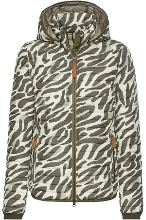 Camel Active Jassen, Dames, Veelkleurig, S, Polyester, Groene Camouflage Jas met Capuchon