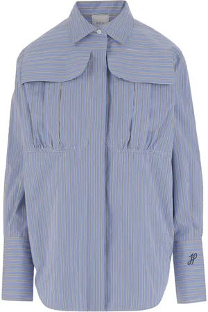Patou Blouses & Shirts, Dames, Blauw, XS, Katoen, Gestreepte katoenen overhemd met klepzakken