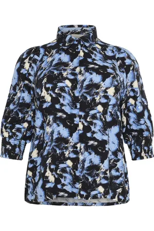 Kaffe Blouses & Shirts, Dames, Veelkleurig, 3Xl, Grafische Strepen Shirt met 3/4 Mouwen