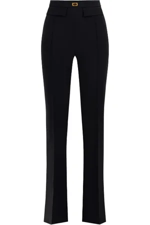 Elisabetta Franchi Broeken, Dames, Zwart, S, Polyester, Zwarte Stretch Crêpe Slim Fit Broek
