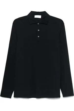 LARDINI Tops, Heren, Blauw, S, Katoen, Blauw poloshirt met knoopsluiting