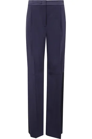 Alberta Ferretti Broeken, Dames, Blauw, XL, Satijn, Satijnen broek voor vrouwen