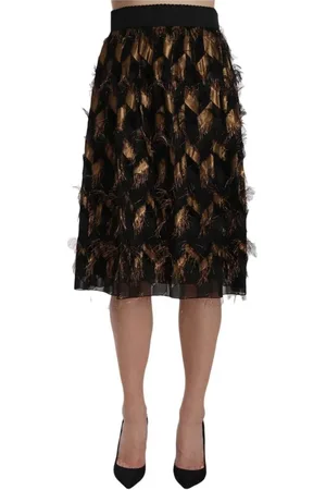 Dolce & Gabbana Rokken, Dames, Zwart, M, Metallic Fringe Rok