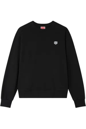 Kenzo Sweatshirts & Hoodies, Heren, Zwart, L, Blije Tijger Geborduurde Trui