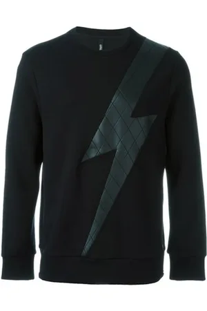 Neil Barrett Sweatshirts & Hoodies, Heren, Zwart, S, Katoen, Flash Design Sweatshirt