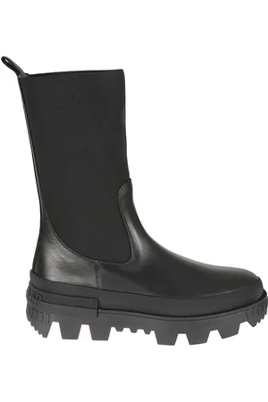 Moncler Schoenen, Dames, Zwart, 40 EU, Leer, Leren laarzen met elastische zijinzetten