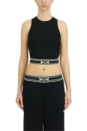 Elisabetta Franchi Tops, Dames, Zwart, S, Viscose Tanktop met Band