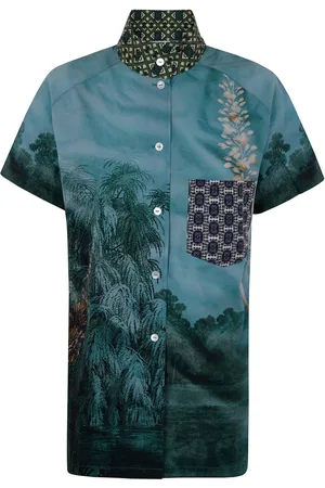 PIERRE-LOUIS MASCIA Blouses & Shirts, Dames, Veelkleurig, M, Casual korte mouwen overhemd