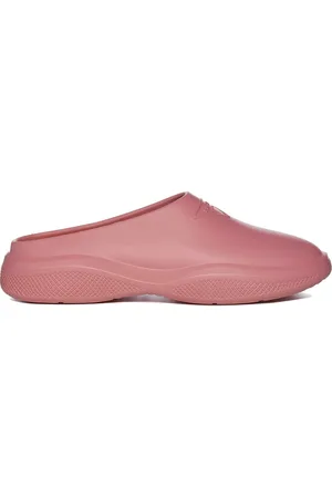Prada Schoenen, Dames, Roze, 37 EU, Rubberen muilezels met logodetail