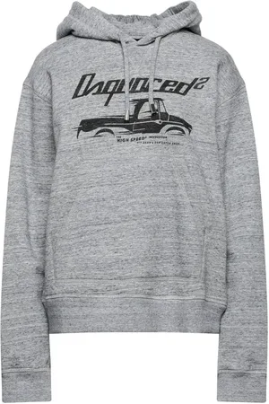Dsquared2 Sweatshirts & Hoodies, Dames, Grijs, M, Katoen, Hoodie met Truck Motief