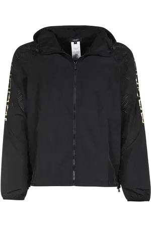 VERSACE Jassen, Dames, Zwart, S, Greca Motief Geperforeerde Jas Mannen