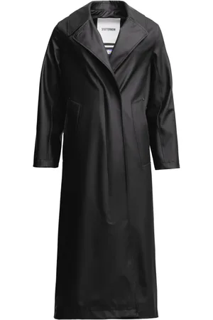 Stutterheim Mantels, Dames, Zwart, XL, Leer, Elegante Regen Trenchcoat