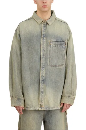 Entire Studios Overhemden, Heren, Blauw, S, Denim, Denim Surface Wave Shirt
