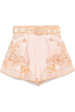 ZIMMERMANN Korte broeken, Dames, Veelkleurig, XS, Linnen, Acacia Tuck Shorts
