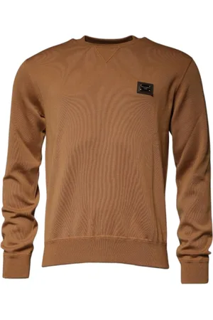 Dolce & Gabbana Truien, Heren, Bruin, M, Kasjmier, Bruine Cashmere Logotrui