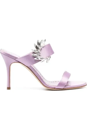 Manolo Blahnik Schoenen, Dames, Paars, 39 EU, Kristal Detail Sandalen