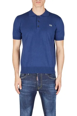 Dsquared2 Tops, Heren, Blauw, M, Katoen, Sportief Jersey Shirt
