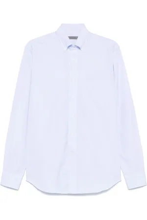 corneliani Overhemden, Heren, Blauw, 2Xl, Katoen, Blauw Geruite Overhemd Knoopsluiting Zak