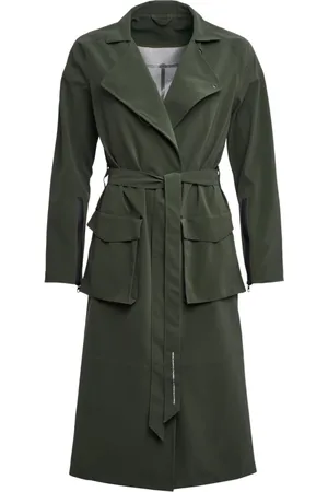 Stutterheim Jassen, Dames, Groen, L, Leer, Matte Trenchcoat met Modern Design