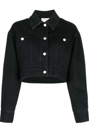 Alexander McQueen Jassen, Dames, Zwart, S, Denim, Denim Cropped Jack Made in Italy