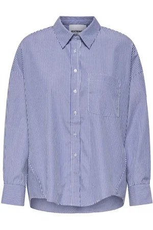 ONLY Blouses & Shirts, Dames, Blauw, S, Losse Shirt Wit/Blauw