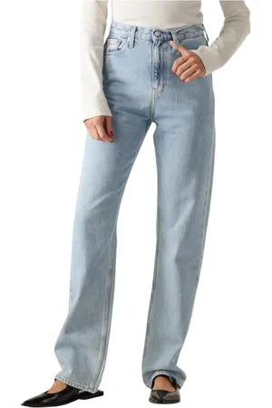 Calvin Klein Jeans, Dames, Blauw, W31 L32, Katoen, High Rise Straight Jeans