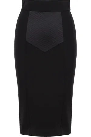 Dolce & Gabbana Rokken, Dames, Zwart, M, Satijn, Satijnen Voorkant Pencil Rok Vrouwen