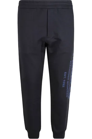 Alexander McQueen Broeken, Heren, Blauw, M, Katoen, Blauw Logo Katoenen Trainingsbroeken