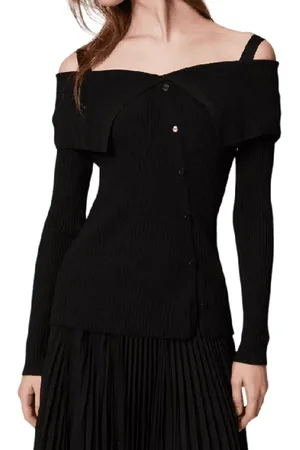 Twin-Set Truien, Dames, Zwart, M, Off Shoulder Fitted Top