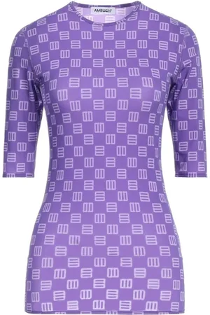 AMBUSH Tops, Dames, Paars, M, Ronde Hals Jersey T-Shirt Vrouwen