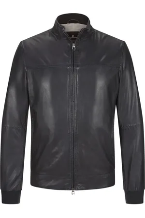 Milestone Jassen, Heren, Blauw, L, Klassieke Leren Jas