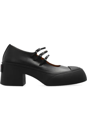 Marni Schoenen, Dames, Zwart, 36 EU, Leer, Leren pumps met verstelbare gespen