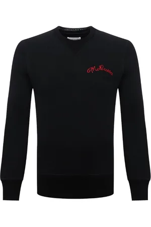 Alexander McQueen Sweatshirts & Hoodies, Heren, Zwart, M, Katoen, Sweatshirt met geborduurd detail