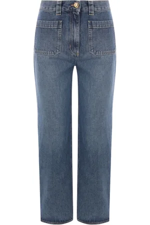 Elisabetta Franchi Jeans, Dames, Blauw, W26, Katoen, Cropped Jeans