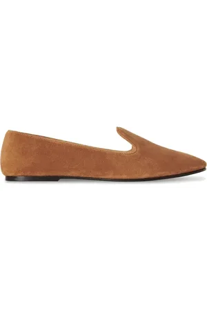 The Row Schoenen, Dames, Bruin, 39 EU, Leer, Leren Loafers Instapper Handgestikt Vrouwen