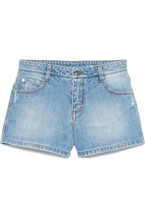 ERMANNO SCERVINO Korte broeken, Dames, Blauw, S, Denim, Denim Shorts met Distressed Finish