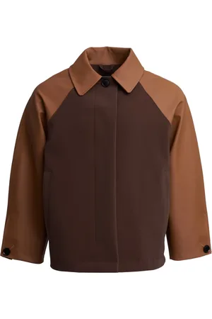 Stutterheim Jassen, Dames, Bruin, XS, Waterdichte regenjas in varsity-stijl