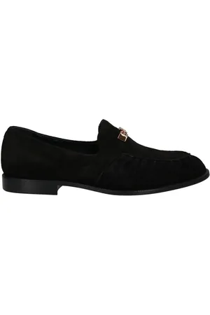 Giuseppe Zanotti Schoenen, Heren, Zwart, 42 1/2 EU, Leer, Leren Loafers met Goudkleurig Logo