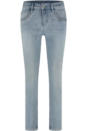 Red Button Jeans, Dames, Blauw, S, Katoen, Slim-fit jeans met borduursel detail
