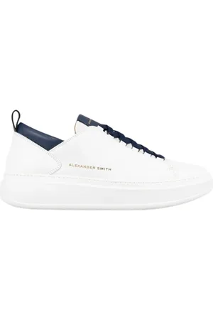 Alexander Smith Schoenen, Heren, Wit, 43 EU, Leer, Wembley Wit Blauw Leren Sneakers