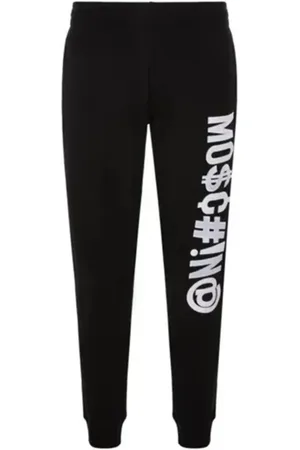 Moschino Broeken, Heren, Zwart, M, Katoen, Logo Joggingbroek met Geribbelde Boorden