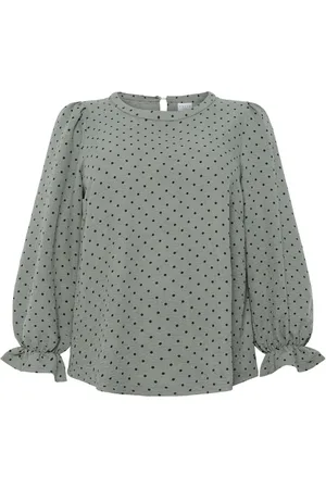 Kaffe Blouses & Shirts, Dames, Grijs, 7Xl, Polyester, Gedrukte Ronde Hals Blouse