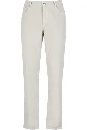 Brunello Cucinelli Broeken, Heren, , M, Katoen, katoenen broek met geborduurd logo