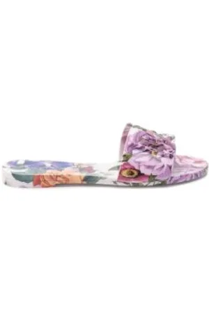 Dolce & Gabbana Schoenen, Dames, Veelkleurig, 39 EU, Bloemenprint Slides