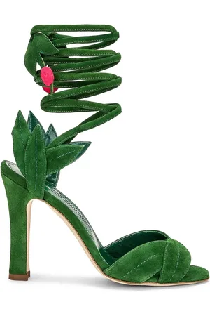Manolo Blahnik Schoenen, Dames, Groen, 35 EU, Leer, Wrap Sandalen met Leren Zool