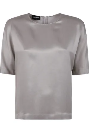 Giorgio Armani Blouses & Shirts, Dames, Grijs, S, Viscose Cupro Shirt