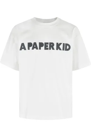A PAPER KID Tops, Heren, Wit, S, Katoen, Casual katoenen T-shirt