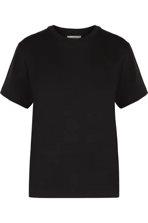 Vince Tops, Dames, Blauw, S, Katoen, Geribbelde katoenen T-shirt